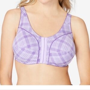 Comfort Choice Wireless Front Purple Floral Bra Bundle of 3 100% Cotton Sz. 46C